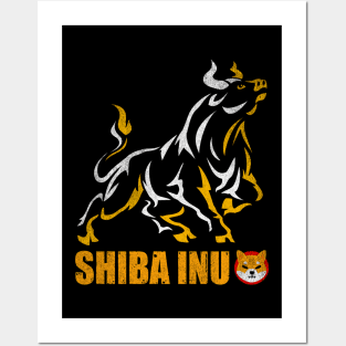 Vintage Bull Market Shiba Inu Coin Crypto Shib Army Hodl Hodler Men Kids Cryptocurrency Lovers Posters and Art